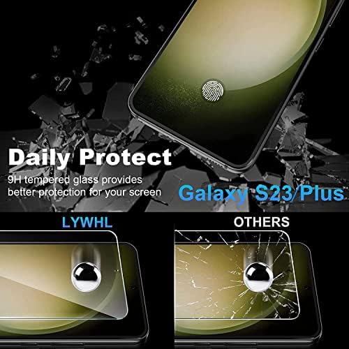 Galaxy S23 Ekran koruyucu【3 + 1 Paket】1 paket temperli cam kamera Lens koruyucu, Kolay kurulum, Uyumlu parmak izi, tam kapsama