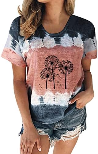 Bayan Gömlek ve Bluzlar Bayan Yaz Rahat T Shirt V Boyun Haddelenmiş Kısa Kollu Gevşek Yan Bölünmüş Üstleri Bir Çiçek