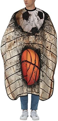 55x66 İnç Polyester Saç Kesme Pelerin 3d-Basketball-Soccer-İn-Wall Salon Kuaför Pelerin Ayarlanabilir Yapış Kapatma Saç Kesme
