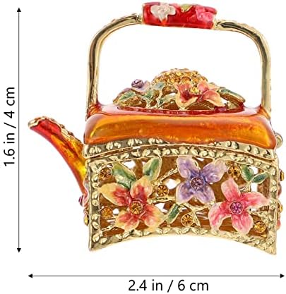 Vintage Çaydanlık Biblo Kutusu Mini Demlik Metal Mücevher Kutusu Küçük Biblo Takı saklama kutusu Yüzük Küpe Kolye Hazine
