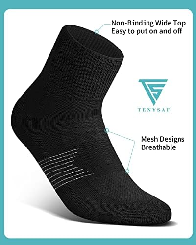 TENYSAF Diyabetik Çorap Erkekler Kadınlar için: 6 Pairs Pamuk Ayak Bileği Dikişsiz Çorap ile Bağlayıcı Olmayan Üst