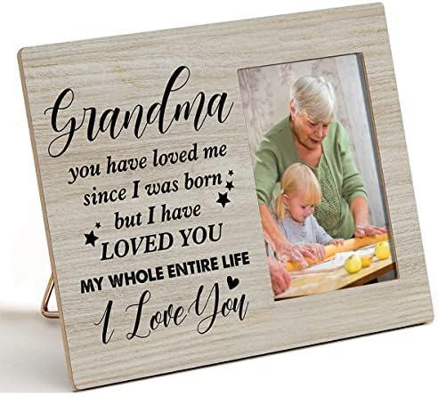 Nurawo Büyükanne Ahşap Resim Çerçevesi Rustik Büyükanne Seni Seviyorum Ahşap Fotoğraf Çerçevesi Masa Üstü veya duvar ekranı(