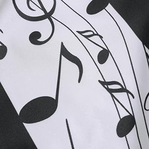 UBST Erkek Yaz Kısa Kollu Gömlek Düğme Aşağı Müzik Not Baskı Rahat Fit Tops Patchwork Gevşek Rahat Gömlek