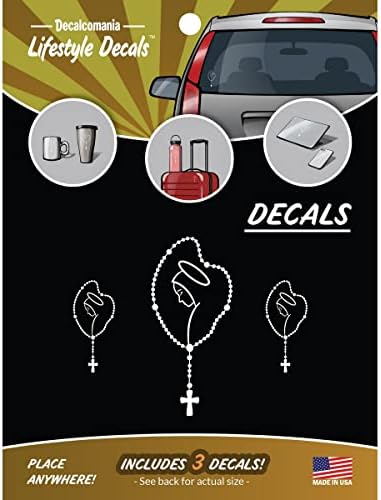 Araba Kamyon Tablet Tumbler Cep Telefonu için Mary Tespih Çıkartmaları-Araba Çıkartmaları için 3 Hıristiyan Çıkartma Seti-Dini