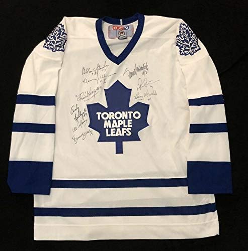 Toronto Maple Leafs Efsaneleri Tarafından İmzalanmış 9 CCM Jersey NWOT Boyutu Büyük JSA LOA COA İmzalı NHL Formaları