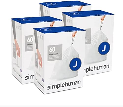 simplehuman Code J Dağıtıcı Paketlerinde Özel Fit İpli Çöp Torbaları, 30 Litre / 8 Galon, Beyaz – 240 Astar