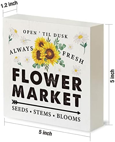 Ülke Ayçiçeği Papatya Ahşap kutu işareti Rustik Çiçekler Pazarı Ahşap kutu işareti Dekoratif İşareti Blok Plak Ev Masası