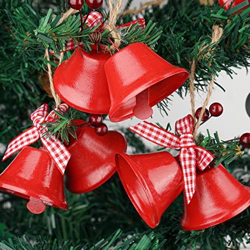 12 Adet Kırmızı Noel Jingle Bells, Zanaat Bells Noel Tatil Parti Malzemeleri için Noel Ağacı, çelenk Dekor Metal Jingle Bells