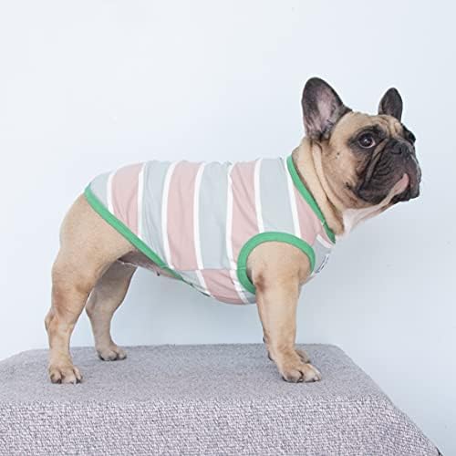 ıChoue Köpek T Shirt Tank Top Giyim Fransız İngilizce Bulldog Frenchie Pug-Pembe Gri, Büyük