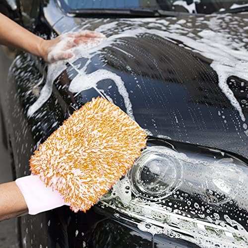 Temizlik havluları Araba Mikrofiber Eldiven Ev Bez Yıkama Araç Bakım Seti Tüm Araba Temizleme Seti Detaylandırma (Turuncu,