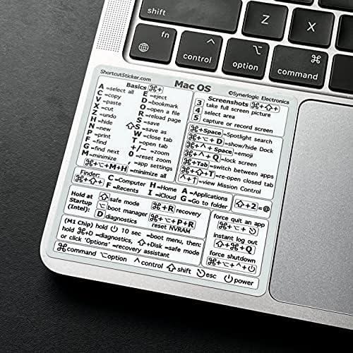 SYNERLOGİC (M1 + Intel) Mac OS (Big Sur/Catalina/Mojave) Referans Klavye Kısayolu vinil yapışkan için 13 -16 MacBook Hava