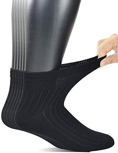 Yomandamor 6 Pairs Erkek Bambu Dikişsiz Elbise Ayak Bileği Diyabetik Çorap, Çorap Boyutu 10-13