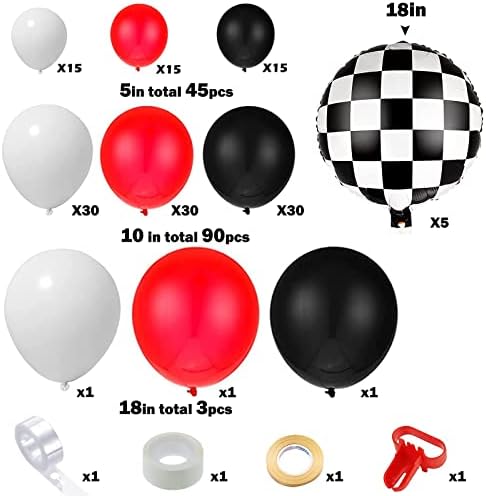 148 Adet Yarış Arabası Balonlar Kemer Garland Kiti, Araba Yarışı Tema Doğum Günü Partisi Süslemeleri Arabalar Balon Kemer