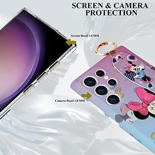 ıQouda Şık Minnie Kılıf Samsung Galaxy S22 Ultra Kılıf Bilek Kayışı Kickstand ile Kadınlar Kız Çocuklar için, Glitter Bling