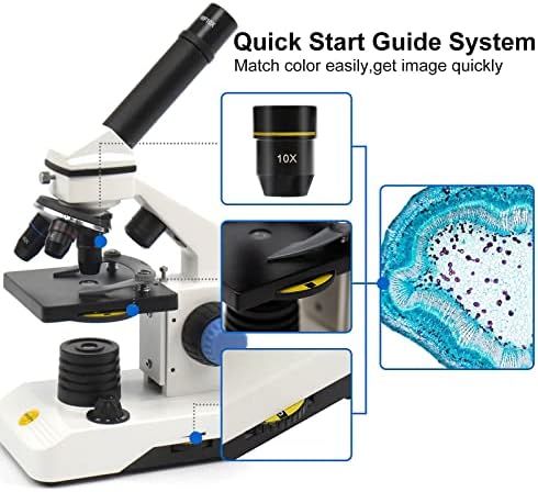 Hızlı Bileşik Monoküler Mikroskop Kiti Paketi ile 25 adet Hazırlanan mikroskop lamları ve 50 Önceden Temizlenmiş Boş Slaytlar
