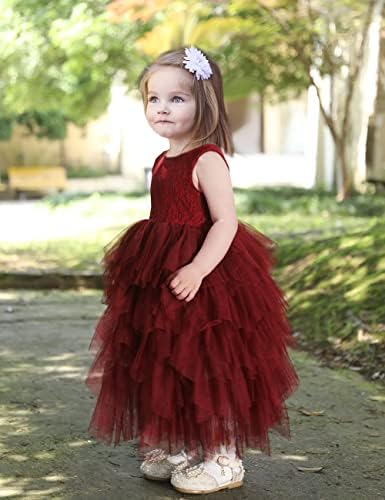 Cilucu Bebek Kız Maxi Elbise Tutu Kolsuz Çiçek Kız Elbise V-Geri A-Çizgili