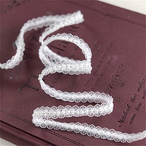 EYHLKM Beyaz Tül Kumaş Boncuklu Aplike Gipür Kırpma Dantel Şerit DIY Prenses Giyim Düğün Dikiş Aksesuarları (Renk : Beyaz,