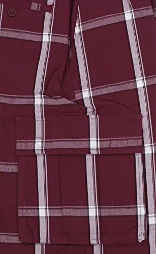 Shaka Erkek Kargo Şort Giymek-Rahat Ekose Rahat Gevşek Fit Elastik Bel Çok Cep Pantolon Düzenli Büyük S~5XL