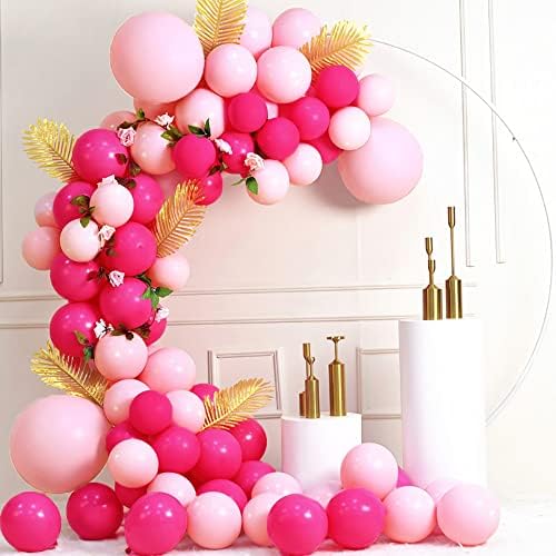 Pembe Parti Balonları 100 Paket 12 İnç Sıcak Pembe ve Açık Pembe Lateks Balonlar Kız Kadınlar için Doğum Günü Gelin Bebek