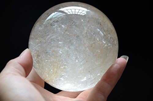 Gerçek Tibet Himalaya Yüksek İrtifa Temizle Altın Rutilated Kristal Kuvars Topu Küre Küre 3.11 İnç Manevi Reiki Şifa