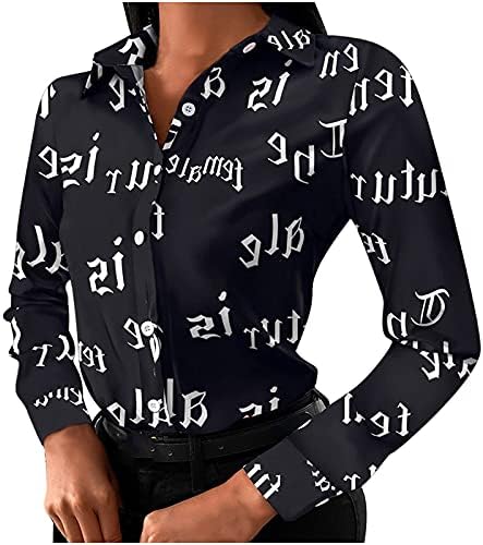 Kadın Renkli Tunik Bluzlar Düğmeli Gömlek Uzun Kollu Gömlek Çiçek Baskı Şık Üstleri Gevşek Yaka Seksi T-Shirt