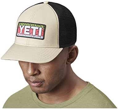 YETI Gökkuşağı Alabalığı Snapback Logo Rozeti şoför şapkası, Krem
