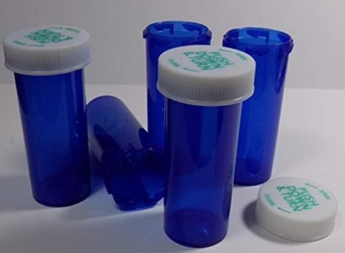 Plastik Reçete Kobalt Mavisi Şişeler/Şişeler 25 Paket w / Kapaklar En Küçük 6 Dram Boyutu-Farmasötik Sınıf-Eczanelere, Doktorlara,