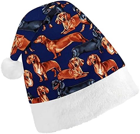 Dachshund Köpek Baskı Mavi Noel Şapka İçin Yeni Yıl Tatil Parti Cosplay