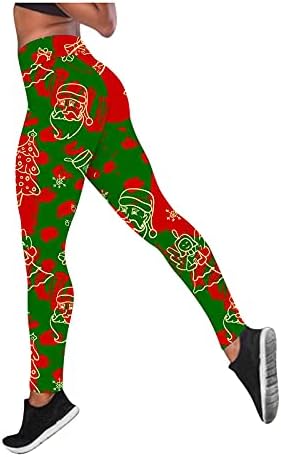DSODAN Noel Yoga Pantolon Kadınlar için, Noel Kar Tanesi Baskı Popo Kaldırma Egzersiz Yüksek Bel Karın Kontrol Yoga Tayt