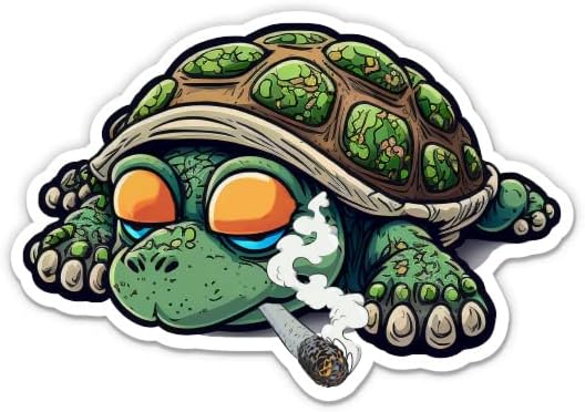 Kaplumbağa Esrar Sticker-3 laptop etiketi - Su Geçirmez Vinil Araba, Telefon, Su Şişesi-Stoner Kaplumbağa Çıkartması
