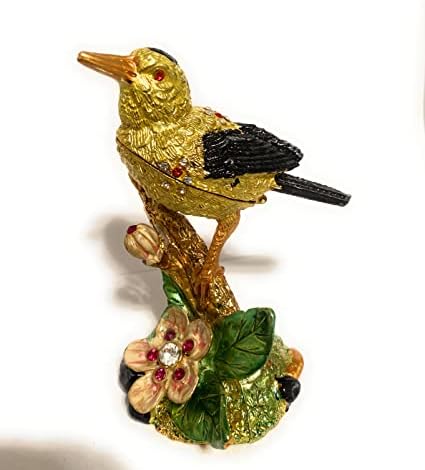 emaye altın kuş biblo kutusu mücevher kutusu menteşeli dekorasyon noel hediyesi yıldönümü hediyesi doğum günü hediyesi sevgililer