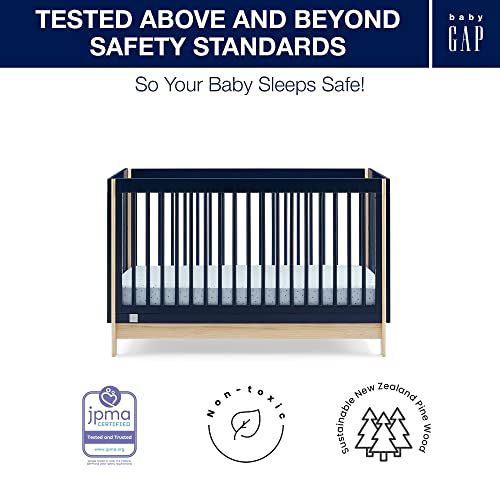 babyGap Delta Çocuk Tate 4'ü 1 Arada Dönüştürülebilir Beşik TrueSleep Beşik ve Bebek Yatağı (Paket), Lacivert / Doğal