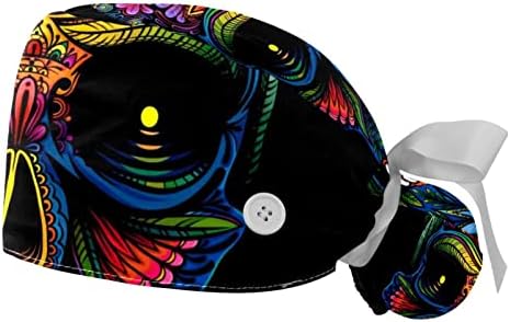 Nıaocpwy Renk Dövme Kafatası Ayarlanabilir Çalışma Kap Düğmeleri ile Elastik kurdele Geri Şapka Kadınlar için