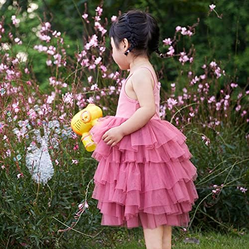 CHENBAO Toddler Tül Prenses Elbise Nervürlü Yumuşak Pamuk Fırfır Bebek Çiçek Kız Tutu Elbiseler Doğum Günü