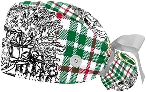 2 Paket Ayarlanabilir Çalışma Kapaklar Kabarık Şapka Düğmeleri ile Sıkı Kravat Geri Fırçalama Şapka Kadın Erkek Noel Kafes