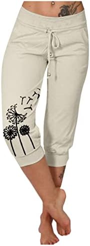 Iaqnaocc Pantolon Kadınlar için Rahat Gevşek Fit Kapriler Yoga Yüksek Bel İpli yazlık pantolonlar (Artı Boyutu mevcuttur)