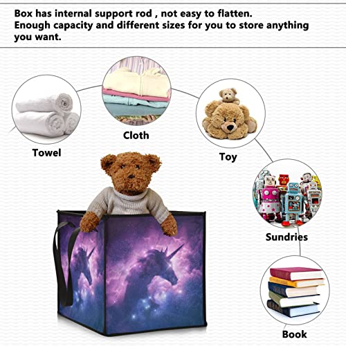 Unicorn Galaxy Saklama Kutusu Katlanabilir Oyuncak Depolama Sepeti Küp çamaşır sepeti Su Geçirmez Kreş Sepeti Çocuklar için