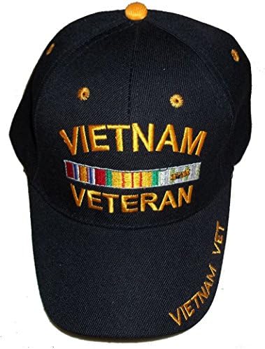 Vietnam Savaşı Veteran Siyah İşlemeli Ayarlanabilir Beyzbol Şapkası ABD Veteriner Şapkası