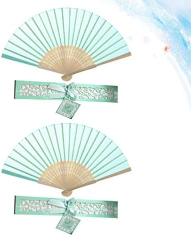 KESYOO Klasik Katlanır Fan Bambu Çerçeve ile 2 adet El Katlanır Fanlar İpek Vintage Retro Chinease Japon El Fan Taşınabilir