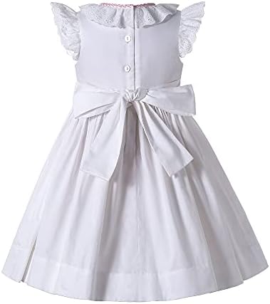 Pettigirl Yenidoğan Bebek Bebek Kız Beyaz Nakış El Önlüklü Elbise Giysileri