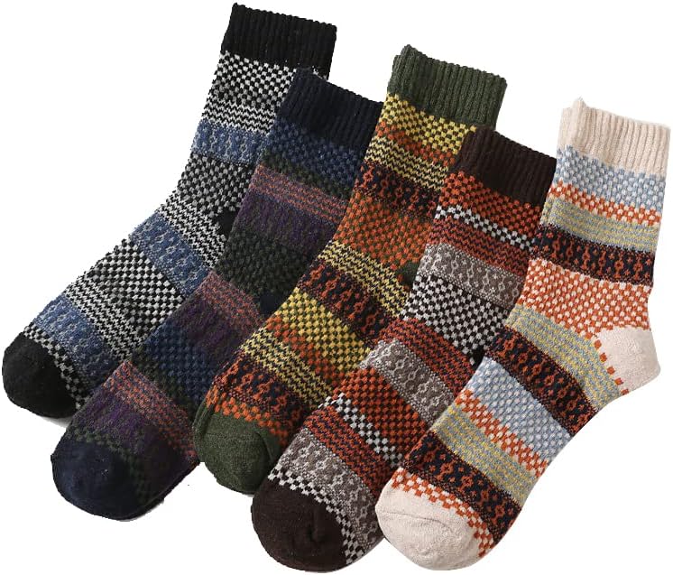 5 Paket erkek Kış Kalın Çorap Termal Çorap Vintage Sanat Çorap erkek Hediyeler