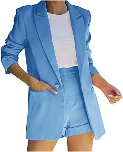 Şort Setleri Bayan İş Ofis Blazer Düz Bacak Düz Şort Ceketler Blazer Kıyafetler Setleri Bayanlar 2023 ED