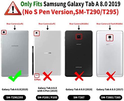 Galaxy Tab A 8.0 Kılıf 2019 Tablet Modeli SM-T290 T295,AMOOK Çok Açılı Görüntüleme Anti Slayt Folio Standı Akıllı Kapak Kılıfları
