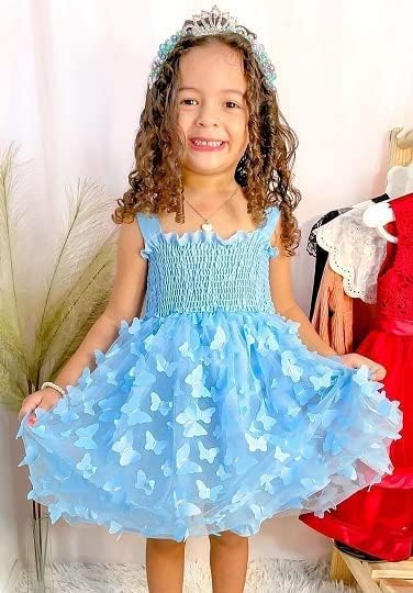 Toddler Bebek Kız Kelebek Kanatları Elbise Kolsuz Tül Tutu Elbiseler Çocuklar Yaz Parti Doğum Günü Prenses Etek