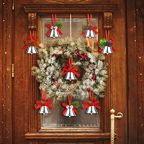 Noel Çan Süsler Holly Yaprakları Meyveleri ile 30 Adet Gümüş Zanaat Çan Zanaat için Metal Jingle Bells Tatil Dekorasyon Hediye