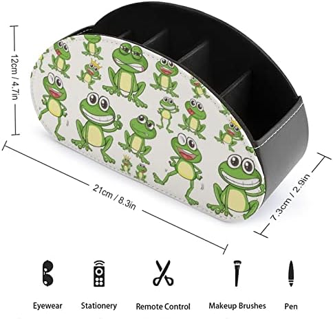Yeşil Kurbağalar Komik Yüzler Uzaktan TV Kontrol Tutucu PU Deri Saklama Kutusu Organizatör Masaüstü Yatak Odası için 5 Bölmeli