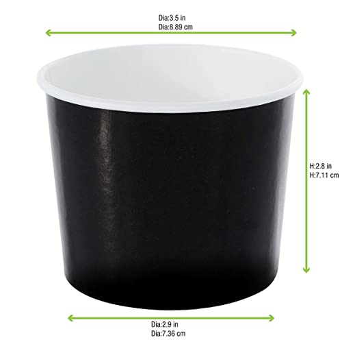 Noir Siyah Kağıt to-Go Kova Saklama Kabı (500'lü Kutu), İsteğe Bağlı Şeffaf Plastik Kapaklı (10,8 oz, 3,5 x 3) 210POC320N