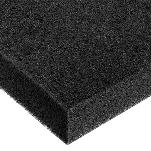 Poliüretan Köpük Levha, Siyah, 3 lbs / cu. ft, 1 inç Kalınlığında x 24 inç Genişliğinde x 24 inç Uzunluğunda
