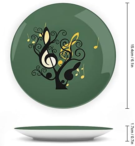 Müzik Ağacı Notlar Vintage Tasarım Kemik Çini Dekor Plaka Standı ile Yuvarlak Dekoratif Levha Ev Wobble Plaka