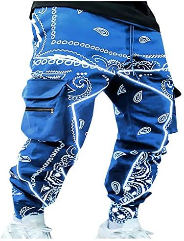 BADHUB Hippi Boho Baggy Pantolon Erkek Gevşek Sweatpants Popüler Streetwear, Paisley Baskılı Hip Hop harem pantolon Erkekler